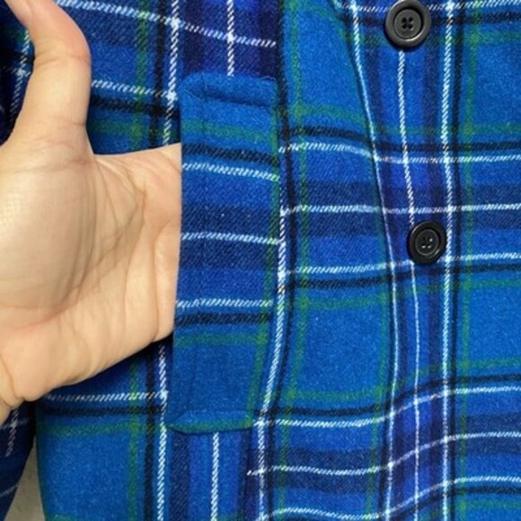 NWT Old Navy Plaid Peacoat Blue Double Breasted Jacket Preppy Twee Cozy  XXL - Picture 9 of 16